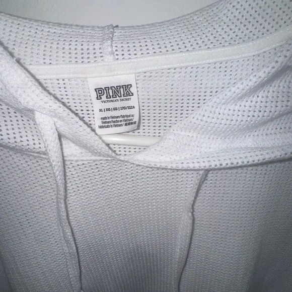 PINK Victoria's Secret White Lightweight Waffle cropped Hoodie - Picture 6 of 6